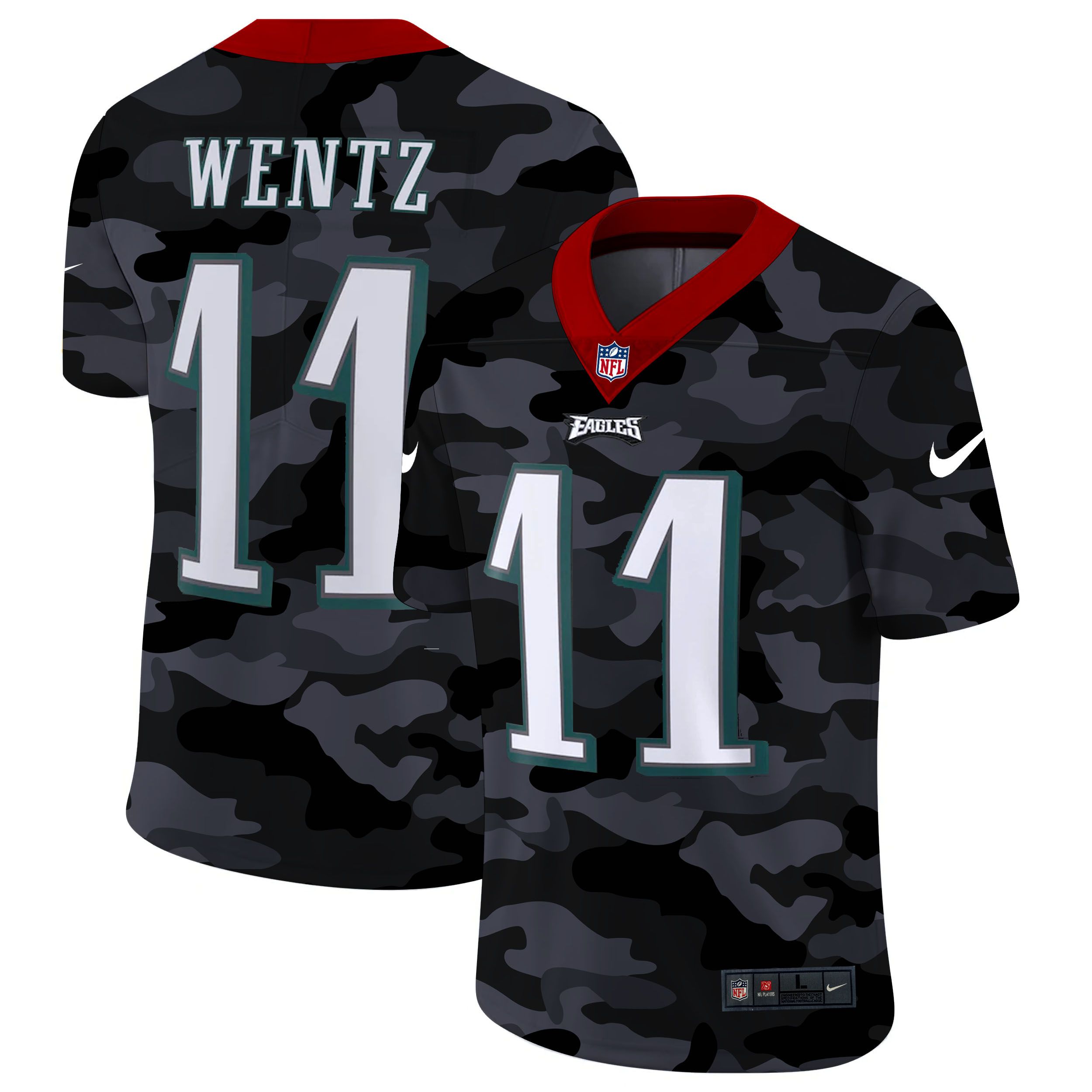 Men Philadelphia Eagles #11 Wentz 2020 Nike Camo Salute to Service Limited NFL Jerseys->detroit lions->NFL Jersey